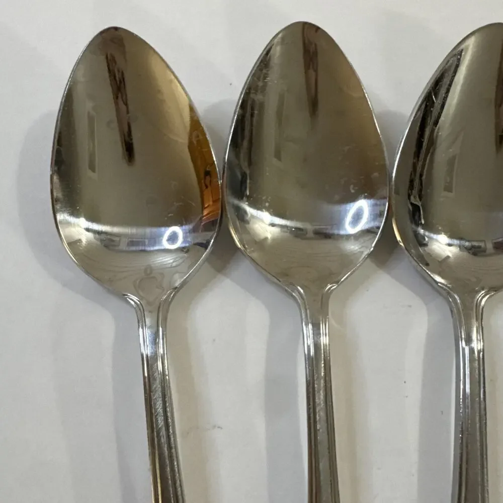 Lot of 4 Vintage MCM Estia ESI14 7.5” Stainless Steel Tablespoons